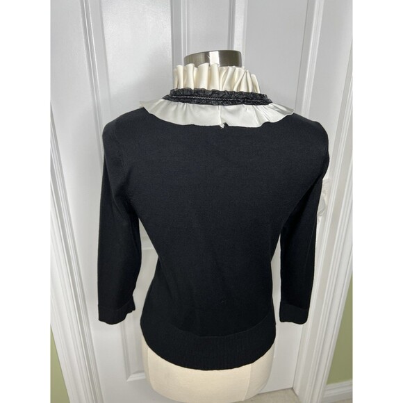 WHBM Knit Cardigan Sweater Statement Piece Ruffle Romantic Sz M Academia Career - Picture 12 of 12